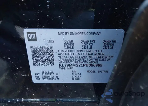 2023 Chevrolet Trailblazer Fwd Ls from USA, damaged, VIN KL79MMS21PB080969